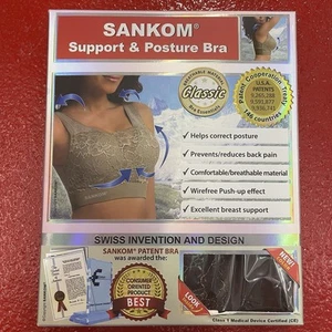 Reggiseno Sankom supporto e postura con pizzo MARRONE yoga fitness wear taglia S - M NUOVO - Foto 1 di 6