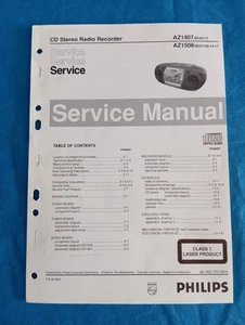 PHILIPS AZ1407 AZ1508 CD Stereo Radio Recorder SERVICE MANUAL ORIGINALE Vintage - Foto 1 di 1