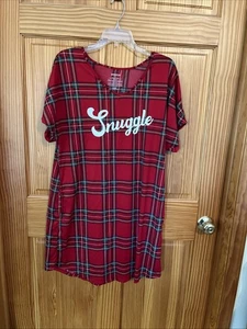 Camisón Joy Spun Rojo Navidad Cuadros “Acurrucarse” Camisa para Dormir - Imagen 1 de 4