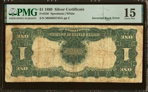 Inverted Back Error 1899 $1 Black Eagle Silver Cert  PMG 15 FR 236 - Picture 1 of 2