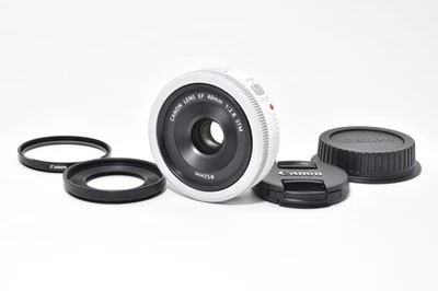 [Almost Unused w/Cap] Canon EF 40mm F/2.8 STM Wihite AF Pancake Lens From JAPAN - Image 1 of 4