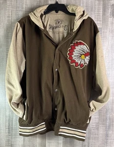 Men’s Brown Robuck & Co. Letterman Jacket Native American Chief Size XL - Picture 1 of 9