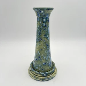 Vintage Large Hand Made Pottery Vase 11" Blue Green Candle Holder Signed 2005 - Picture 1 of 10