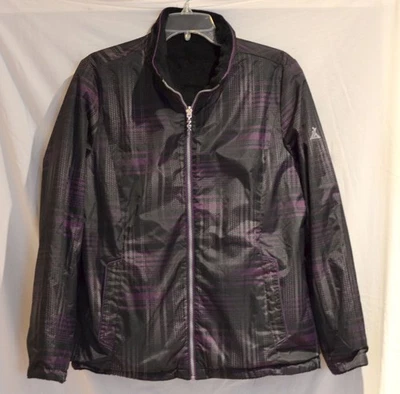 ZEROXPOSUR size L Reversible Jacket Plaid Black/Purple Faux Fur Coat Full-Zip - Image 1 of 4
