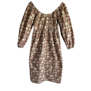 Abito Faherty XS 100% cotone Freya scollo a scoop manica a palloncino argilla Jia floreale - Foto 1 di 8
