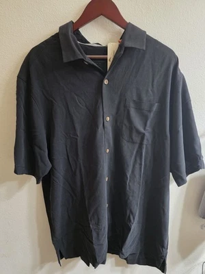 Camisa Tommy Bahma San Clemente Cuello Campamento 100% Seda Texturizada Negra Talla XL ¡NUEVA CON ETIQUETAS! Foto 1 de 4