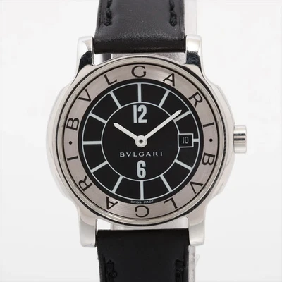 Bvlgari Solo Tempo ST29S SS SS & Leather QZ Black Dial - Image 1 of 4