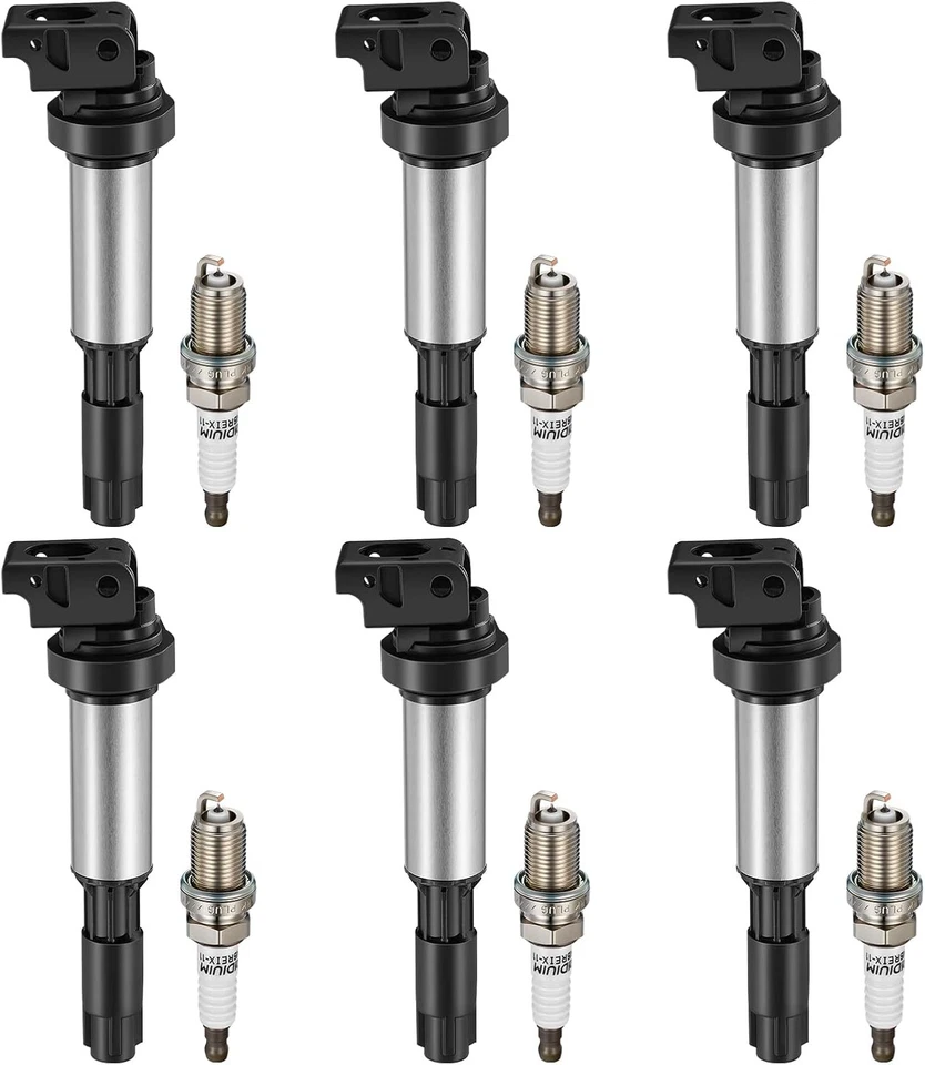 Paquete de 6 bobinas de encendido UF522 y bujía para BMW Z3 2001-2002 3,2 L l6 Foto 1 de 4