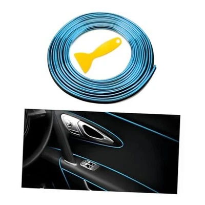 Tiras de molduras interiores de auto, puerta de estilo decoración automática de 32,8 pies azul 33 pies Foto 1 de 4