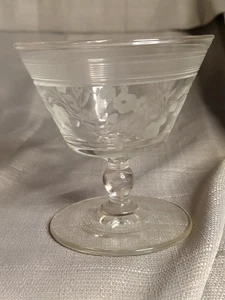 Vintage Libbey Rock Sharpe Floral Sherbert Stems, Set Of 4 - Picture 1 of 13
