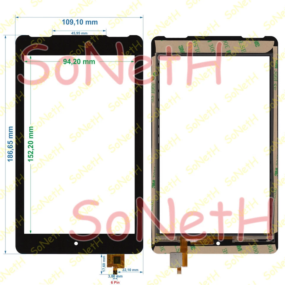 Vetro Touch screen Digitizer 7,0" DY-F-07027-V4 Nero - Immagine 1 di 1