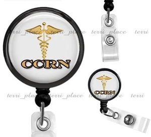 CCRN Nurse Clip On Id Badge Reel Retractable Nursing Work Identification Holder - Picture 1 of 1