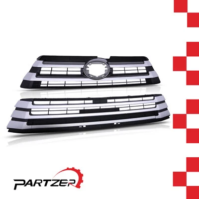 Front Bumper Upper&Lower Grille Grill Black For 2017-18 2019 Toyota Highlander Foto 1 de 4