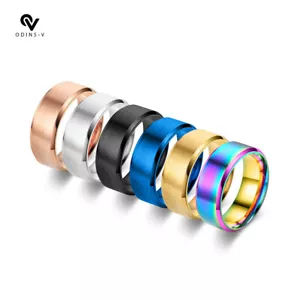 8mm Men Women Couple Stainless Steel Finger Fashion Wedding Engagement Rings - Picture 1 of 15