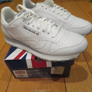 NUOVE in scatola vintage Y2K Reebok scarpe da uomo classiche in pelle bianche 1-101 f taglia 8,5 - Foto 1 di 18