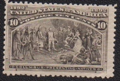 US 1893 10 Cent Columbian Columbus Natives Mint NH Bright F-F/VF Scott 237 | - Image 1 of 2
