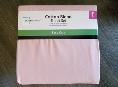 Mainstays Cotton Blend  Sheets Soft Full Size Four Piece Set  NEW pink blush - Image 1 of 4