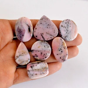 7 Pcs 189 Cts Natural Pink Opal Cabochon Gemstone Lot Size 28x28 27x16mm #14374 - Picture 1 of 5