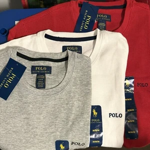 3x! 🎁 Polo Ralph Lauren Men Grey, Red, White Long Sleeve Shirt Size M Christmas - Picture 1 of 8