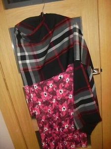Unworn Large Black /Red/Grey Plaid Wool FRAAS Scarf 24" x 80". Raw Edge Fringe. - Picture 1 of 5