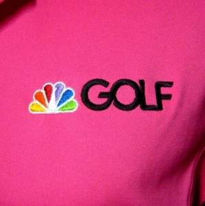 NBC Golf women’s small polo shirt New York network Peacock symbol pink Footjoy - Picture 1 of 3