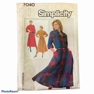 Simplicity Pattern 7040 Dress Womens 10 Shirtdress Below Knee Vintage 1985 - Picture 1 of 3