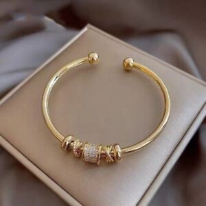 Gorgeous 18K Gold Plated Cubic Zirconia Bracelet Bangle Women Jewelry Adjustable