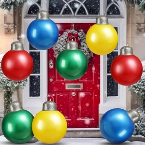 8 Pack Giant 9" Inflatable Christmas Balls Outdoor Yard Tree Decor Holiday Ornam - Picture 1 of 4