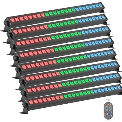 8stk 24 LED RGB 72W Bühnenlicht Wall Washer Licht Bar DMX dj Disco Fernbedienung - Bild 1 von 4