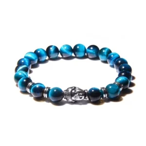 BRACELET OEIL DE TIGRE BLEU BOUDDHA ARGENT 4 TAILLES BRACELET - Imagen 1 de 1