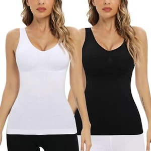 Cami with Built in Bra Padded Compression Shapewear Tank Top Women Body Shaper - Picture 1 of 17