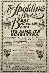 1896 Antik Spalding Fahrradkunst Zyklometer Sattelsitz Vintage Druck Anzeige