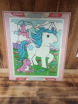 1984 Sealed 189-3 MY LITTLE PONY G1 MAJESTY & SPIKE Wooden Puzzle Playskool 9Pc - Image 1 of 4