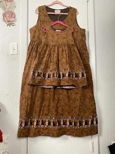 Nanny Nook Original 100 % Baumwolle Mommy & Me Fa Thema Babydoll Kleid XL/3-4yo Rost - Bild 1 von 14