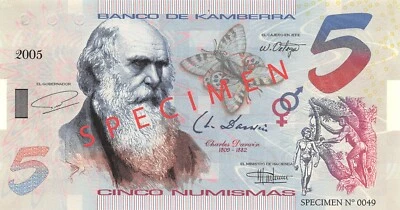 UK / C. Darwin  5  Numismas  2005  Specimen  Uncirculated Banknote D34 - Image 1 of 2