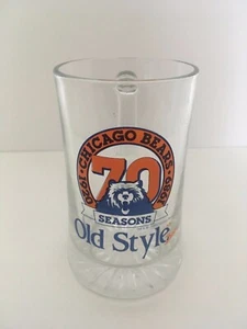 Vintage Chicago Bears Old Style Beer 70th Anniversary Beer Glass Mug Stein RARE - Picture 1 of 3