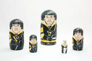 Pittsburgh Penguins Nesting Doll 7" 5 Pieces NHL Hand Painted Wooden Matryoshka - Bild 1 von 12