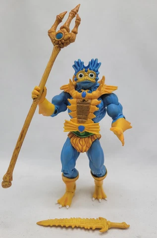 He-Man Masters Universe Classics MOTUC Toys ‘R Us BLUE MER-MAN With Weapons READ Cover