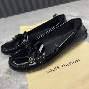 Louis Vuitton Parklane Logo Moccasin Black Patent Leather 6 US or 36 EUR * - Picture 1 of 24