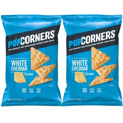 Popcorners Popped Corn Snack WHITE CHEDDAR Flavored Puffed Chips 7 Oz. (2 Pack) - Image 1 of 4