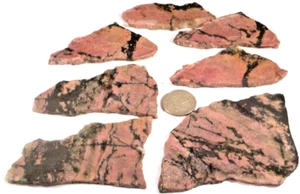 7!!! Great Rhodonites Total 11 Ounces Free Shipping Estate 1st pic wet #3555 - Picture 1 of 4