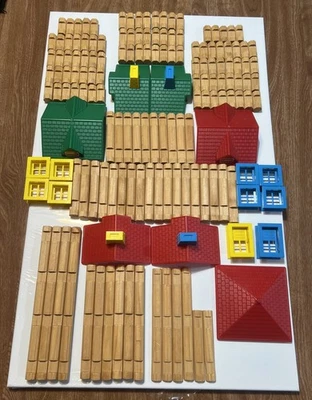 Lincoln Log Set Village  Playskool 1993 Has All The Pieces No Box - Image 1 of 4
