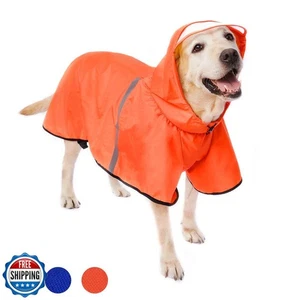 Dog Raincoat with Adjustable Belly Strap and Leash Hole - Hoodie with Reflect - Picture 1 of 5