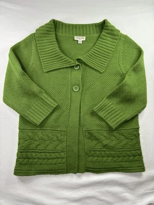 Cárdigan Suéter St. John's Bay Para Mujer Pequeño XL Verde Tejido con Cable Cuello Foto 1 de 4
