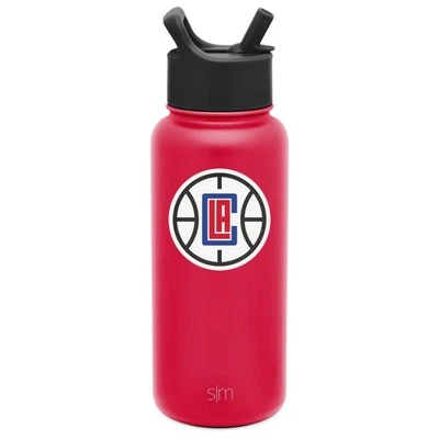 Garrafa de água NBA Los Angeles Clippers 32 oz com tampa de palha - isolamento a vácuo - Imagem 1 de 4