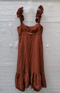 Used Farm Rio Sleeveless Maxi Dress In Dark Orange Sz XL - Picture 1 of 12
