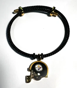 PITTSBURGH STEELERS NFL THEME ADJUSTABLE ROPE CHARM BRACELET - Picture 1 of 1