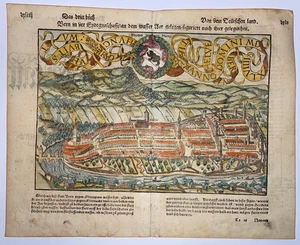 BERN SWITZERLAND 1564 SEBASTIAN MUNSTER LARGE ANTIQUE ENGRAVED VIEW 16TH CENTURY - Picture 1 of 11