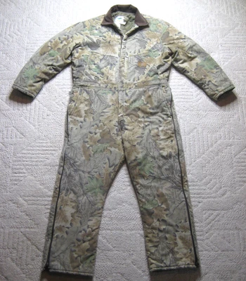 VTG Duxbak Quilt Lined Insulated Realtree Camo Coveralls Faded Mens XL USA Made - Image 1 of 4