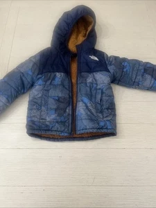 North Face Reversible Coat Boy’s Size 4T Blue & Brown Broken Zipper - Picture 1 of 9